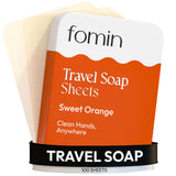 FOMIN - Antibacterial Paper Soap Sheets Tin for Traveling - (100 Sheets) Orange Portable Travel Hand Soap Sheets, Dissolvable Mi