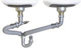 Snappy Trap Double Bowl Kitchen Sink Drain Kit, 1-1/2 with Flexible P-Trap, Universally Compatible Complete Drain Kit, Easy No-T