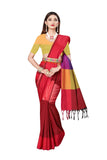 DHRUVI TRENDZ Womens Banarasi Cotton & Silk Saree With Blouse Piece (Dt-S1763&B4_Red)