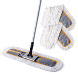 CLEANHOME 24 Commercial Dust Mop for Floor Cleaning, Heavy Duty Sweeper Broom with 2 Microfiber Mop Pads, Wet and Dry Duster Swe
