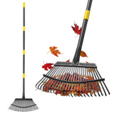 Rake, Gardening Rakes for Leaves Lawns Heavy Duty, 79 in Leaf Rake with 25 Clog-Free Tines, 18.5Wide Large Head, Metal Garde