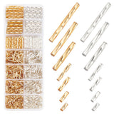 PandaHall 1606pcs 7 Sizes Glass Twisted Bugle & Metallic Tube Beads 5/6/9/12/20/25/30mm Long Tube Seed Beads Spacer Golden/Silve