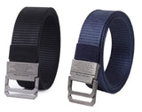 Zacharias MenS Canvas Nylon Army Belt Dd02 (Black & Blue_Free Size) (Combo Pack Of 2)