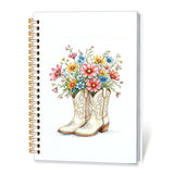 YYKDHZ Western Floral Boots Spiral Notebook Journal for Women,A5