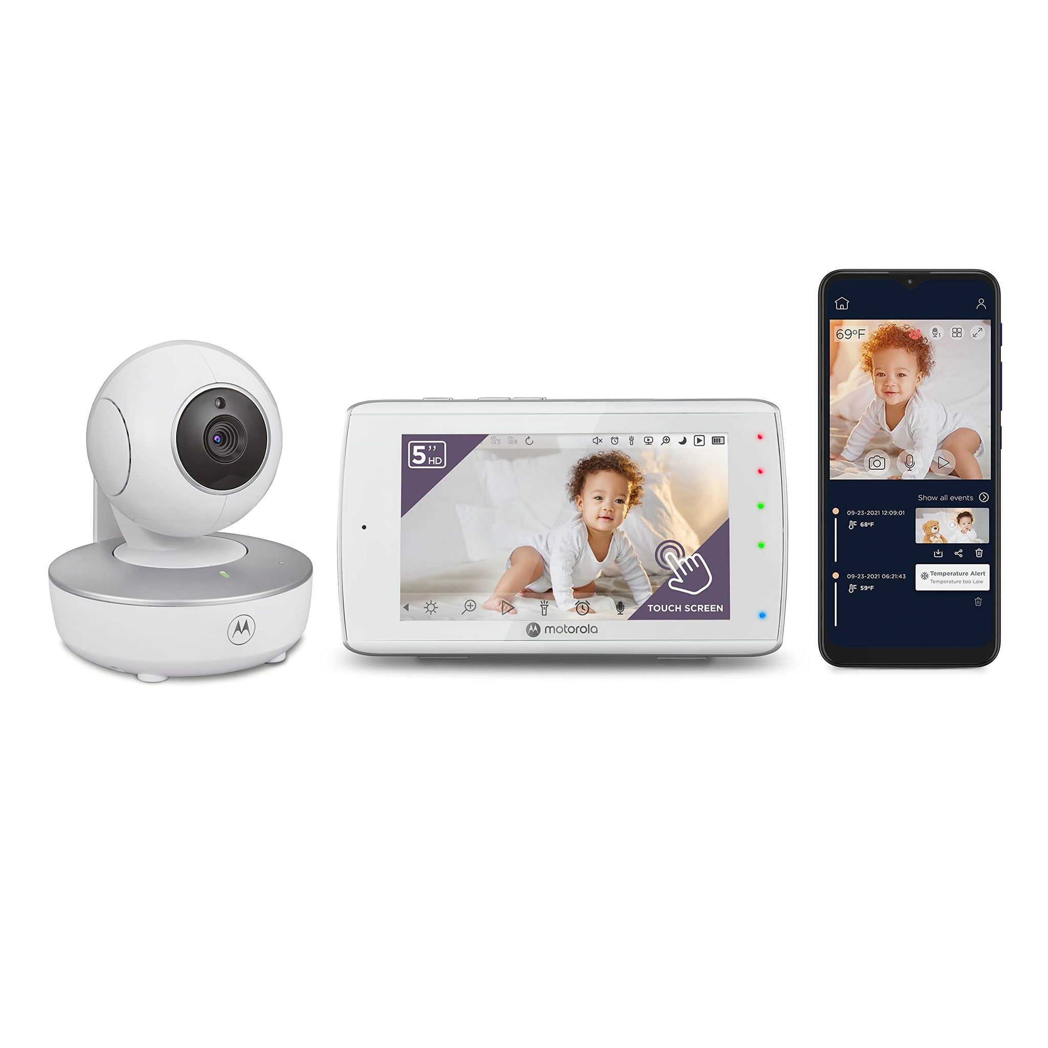 Motorola Baby Monitor-Vm36Xl Touchscreen 5 Portable Wifi Video Baby Monitor With Camera Hd 720P - Connects To Smart Phone App,