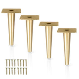 Ilyapa Tapered Metal Furniture Leg - Set of 4 Gold 6 Inch Tapered Replacement Furniture Feet for Sofas, Chairs, Tables