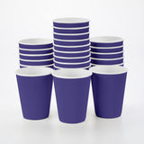 12 Ounce Paper Coffee Cups, 25 Ripple Wall Disposable Paper Cups - Leakproof, Recyclable, Royal Purple Paper Hot Cups, Insulated