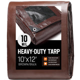10 x 12 FT Waterproof Heavy Duty Tarp, 10 Mil Thick, Outdoor Furniture Covers, Plastic Insulated Tarpaulin for Camping Tent Roof