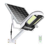 intelamp Solar Street Lights Outdoor Waterproof 3000LM 12500mAh Security Flood Lighting, Dual 180 PIR Motion Sensors & Remote Co