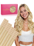 WENNALIFE Fuller Tape in Hair Extensions Human Hair, 16 inch 20pcs 80g Light Blonde Highlighted Golden Blonde Remy Hair Straight