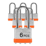 Padlocks with Same Key, LQYN 6 Pcs Laminated Keyed Padlock (1-9/16, 40mm), Keyed Alike Locks, Long Shackle, for Storage Locker, 