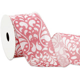 Whaline Cielito Lindo Party Wired Edge Ribbon 2.5 Inch Pink White Flower Fabric Wrapping Ribbon for Mexican Fiesta Cinco De Mayo