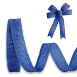 JaoZuyard Navy Blue Burlap Ribbon 1/2 inch X 10 Yard Natural Navy Blue Woven Ribbon DIY Handmade Solid Wired Edging Production W