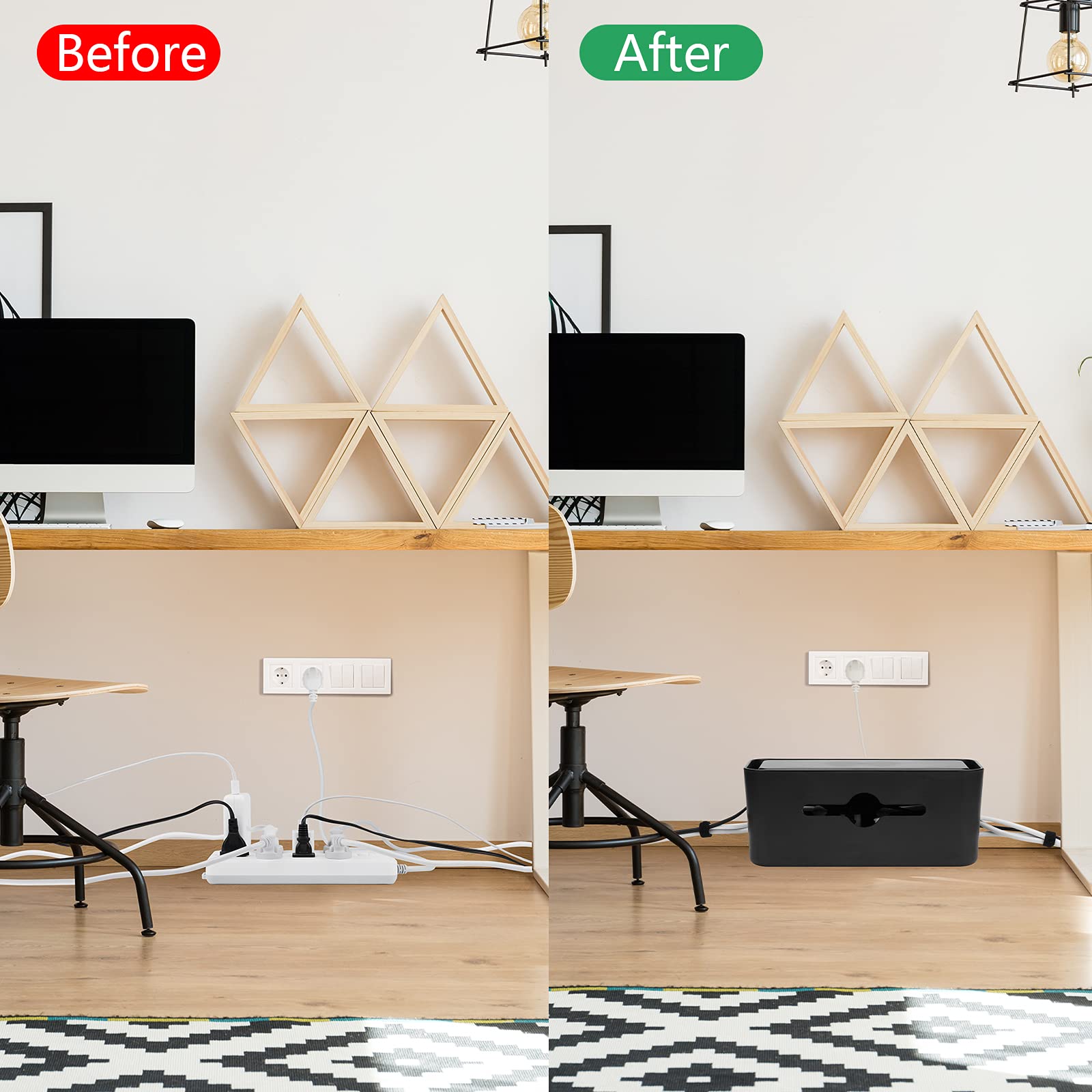 Cable Management Box,Cord Organizer Box for Desk Floor Cable Hide,Cable Box Organizer to Cover The Power Strip Cord Wires for Ho