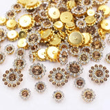 100pcs Crystals Glass Sew on Rhinestones with Gold Claw Mixed 8mm 10mm 12mm 14mm Sunflower for Sewing Headband, Jewelry Crafts, 