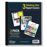 iScholar Sliding Bar Report Covers, 81/2 x 11, 3 Pack, Clear (30603)