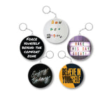 D2C Motivational Quotes Keychain Set Of 5 | 58Mm Round Inspirational Theme Keyring With Positive Affirmations | Gift For Student
