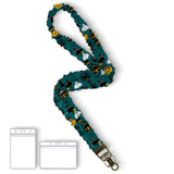 Lanyardio Stretchy Scrunchie Lanyard for ID Badges Keys, Cute Teacher Lanyard for Women with 2 Card Holders 19.6 Inch