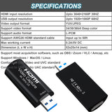 AMZHRLY 4K HDMI to USB 3.0 Video Capture Card 1080P 60FPS Cam Link Card Game Capture Card Adapter Screen Record Capture Device f