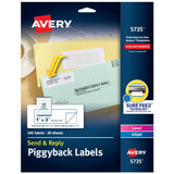 Avery Send & Reply Piggyback Mailing Labels 0, 1 x 3, Pack of 240 (5735)