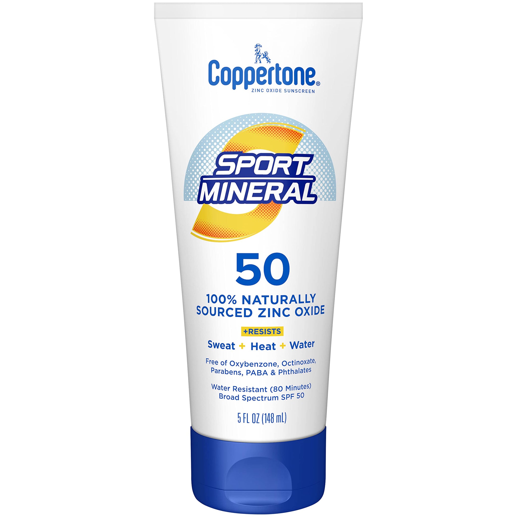 Coppertone Sport Sunscreen Lotion Spf 50, Zinc Oxide Mineral Sunscreen, Water Resistant Body Sunscreen Spf 50, 5 Fl Oz Tube