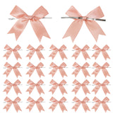 50 Counts Dusty Pink Twist Tie Bows 3.1 Pre-Tied Satin Ribbon Bow Decor Mini Twist Tie Bows for Gift Wrapping Treat Bags Cake Br