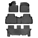 SMARTLINER All Weather Custom Fit Black 3 Row Floor Mat Liner Set Compatible with 2020-2025 Kia Telluride with 2nd Row Bench or 