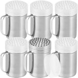 CUSINIUM 14oz Metal Parmesan Cheese Shakers with Large Holes - With Handle - Chili Flakes Dispensers - Pizza Shakers - Pack of 6