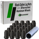DPAccessories Black M12x1.50 Lug Nuts for Aftermarket Wheels - Closed End Spline Tuner - 34mm (1.35) Tall - Set of 20 - D5246P-2