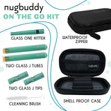 nugbuddy J-Kit - On The go Travel Case Accessory, No Odor Carbon Lining - Water Resistant Case - Glass Accessories with included