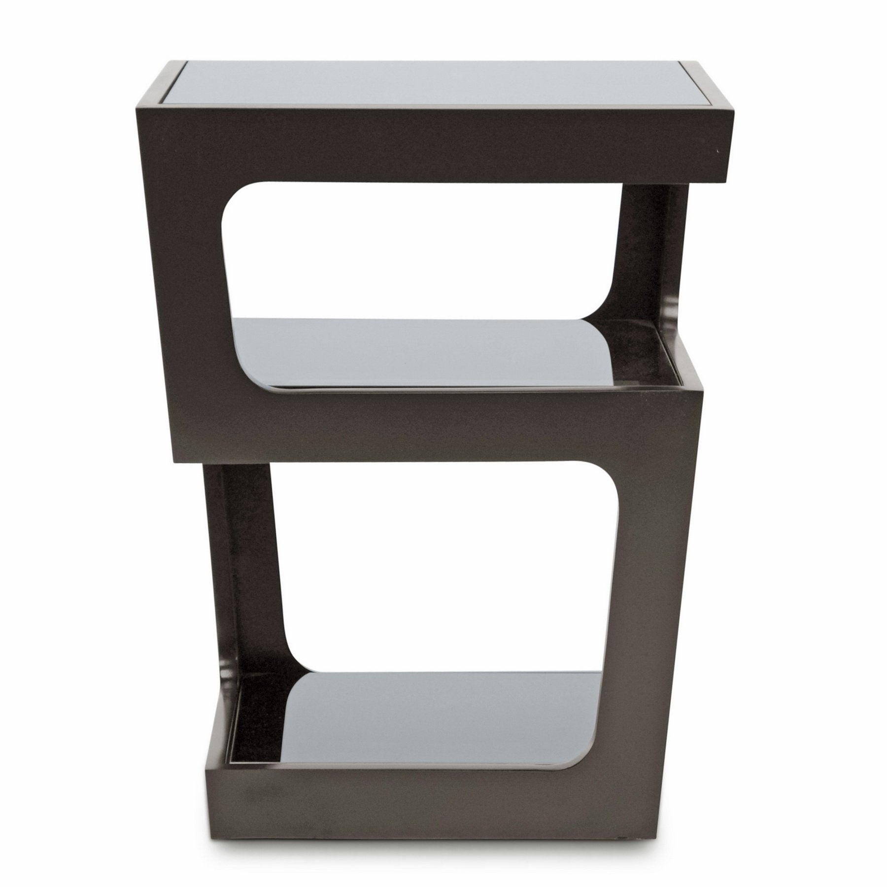 Baxton Studio Clara Modern End Table With 3-Tiered Glass Shelves, Black