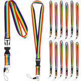 Teling 12 Pieces Gay Pride Rainbow Lanyard with Buckle Key Chain Holder Pride Neck Strap Lanyard Keychain for LGBTQ Gay Pride Pa