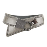 WomenS Fashion Vintage Wide Waist Belt Elastic Stretch Cinch Belts With Interlock Buckle, Gray, One Size, Gray