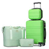 Kono Luggage Set 4 Piece Carry On Lightweight PC+ABS Hardside Luggage with TSA Lock Spinner Wheels Carry On Suitcase Apple Green