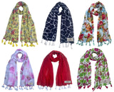 Fusfus WomenS Printed Chiffon Scarves And Stoles, Free Size(Multicolour, Fs2255) Pack Of 6 (Multicolor2)