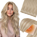 Sunny Hair Genius Weft Hair Extensions Human Hair Blonde Invisible Sew in Hair Extensions Real Human Hair Ash Blonde Highlights 
