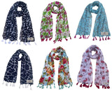 Fusfus WomenS Printed Chiffon Scarves And Stoles, Free Size(Multicolour, Fs2440) Pack Of 6 (Multicolor2)