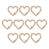 PATIKIL Heart Keychain Clip, 10 Pcs Crystal Heart Key Ring Snap Hook Clip Zinc Alloy Trigger Spring Buckle for Keychains Bags Pu