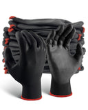 FJDZ SAFETY 12 Pairs Ultra-thin Work Gloves PU Coated Breathable Light Duty Glove for Precision, Gardening,Home Improvement(Blac