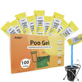 AOKE Portable Toilet Powder, 100 Pack Poo Gel Lavender scent for Camping Eco Absorbent Gel Liquid Waste Gelling and Deodorizing 