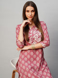 Anni Designer Women'S Cotton Blend Straight Printed Kurta With Pant (Gabri Pink_Xl_Pink_X-Large),Pink,XL,,,