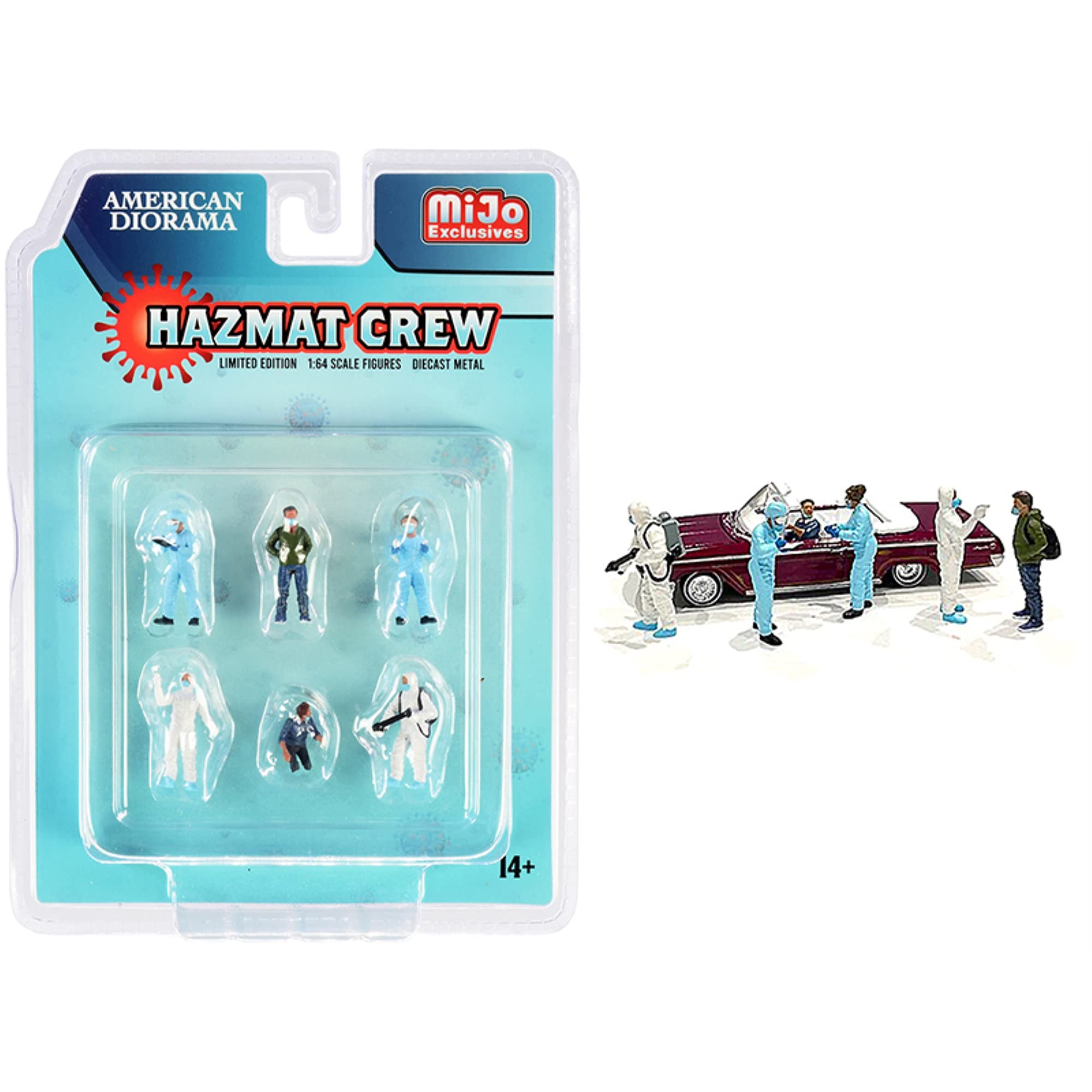 American Diorama Hazmat Crew 6 Piece Diecast Figurine Set For 1/64 Scale Models