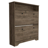 Tuhome Calgary Shoe Rack, Superior Top, One Open Shelf, Two Extendable Shelves -Dark Brown