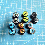 FLYUN 6Pairs Black Surgical Steel Eyeball Mens Earring Fake Gauge Earrings Men's Faux Plugs Earring for Men Studs with Screw Fla