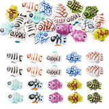 Boutigem 20Pcs Porcelain Fish Beads Hand Drawn Printed Ceramic Fish Spacer Beads Bright Glazed Ocean Animal Loose Bead for DIY C
