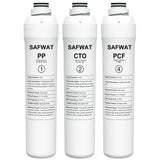1 Year Replacement Filter Set Compatible with Bluevua RO100ROPOT RO100ROPOT-UV RO System (1 PP, 1 CTO, 1 PCF)