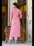 Gosriki Women'S Cotton Blend Straight Printed Kurta With Pant (Tai Pink-2Nw-Gs_3Xl_Pink_Xxx-Large),Pink,3,B0C785J3PJ