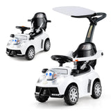 Costzon Push Car for Toddlers, 3 in 1 Stroller Sliding Walking Car with Handle, Canopy, Seat Belt, Horn, Music & Lights, Under-S
