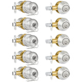 Plustool 5 Pack Entry Door Lock and Single Cylinder Deadbolt Combo Set, Keyed Alike Satin Nickel Exterior Door Knobs with Lock&K