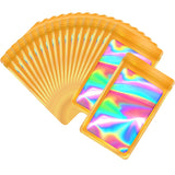 EONJOE 100-pack 5 7 inch mylar bags with clear window holographic resealable sealable packaging zip bag for small bussiness jew